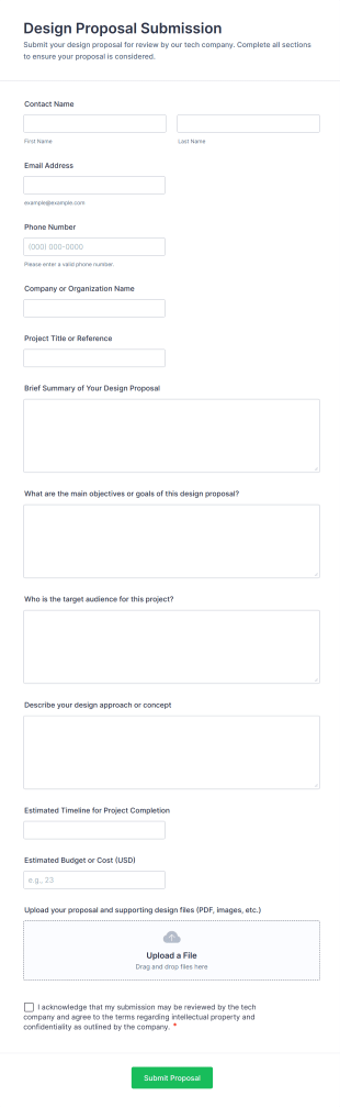Design Proposal Submission Form Template