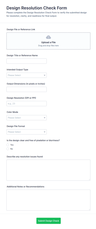 Design Resolution Check Form Template