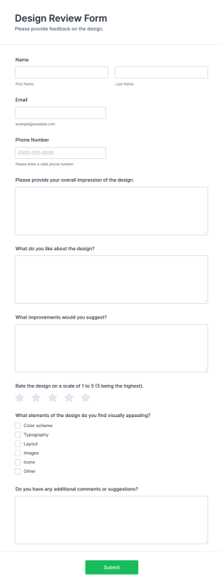 Design Review Form Template