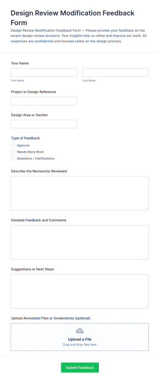 Design Review Modification Feedback Form Template