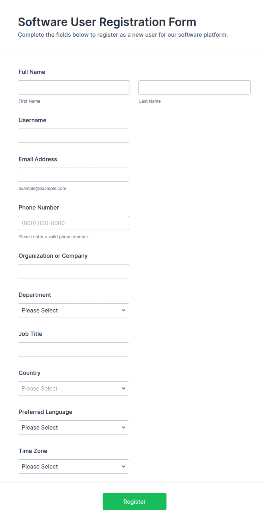 User Id Create In Software Templete Form.pdf Design Software User Registration Form Template | Jotform