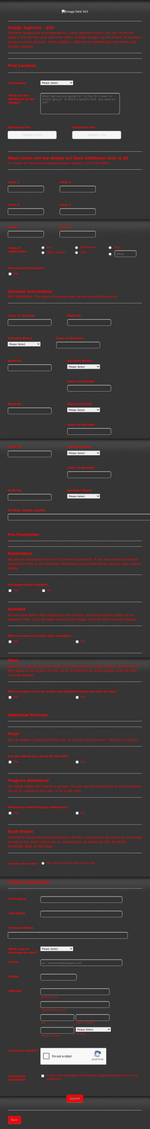 Embroidery Order Form Template