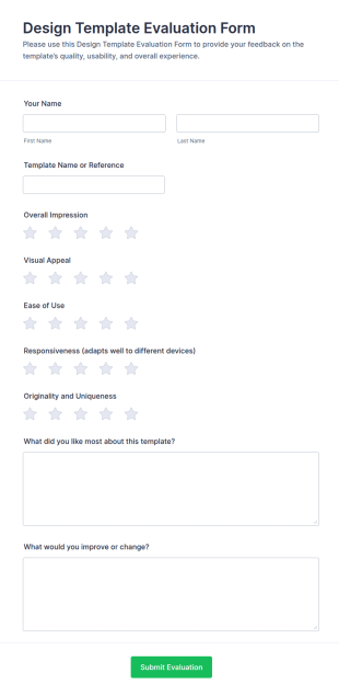Design Template Evaluation Form
