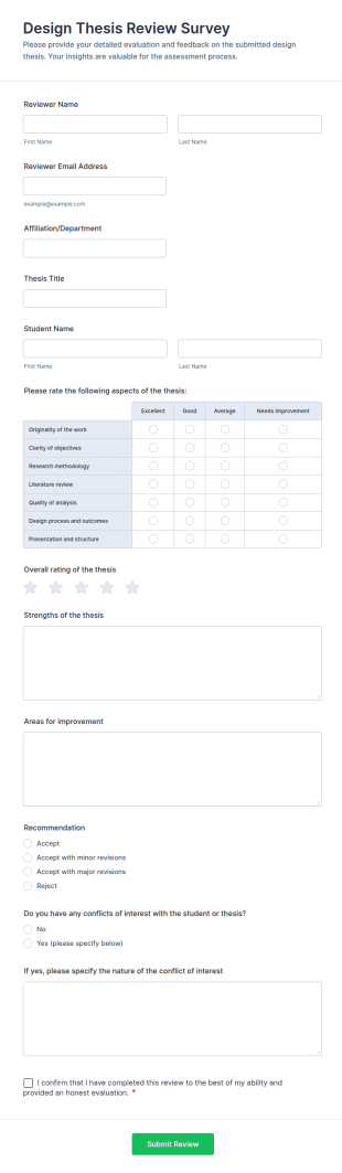 Design Thesis Review Survey Form Template