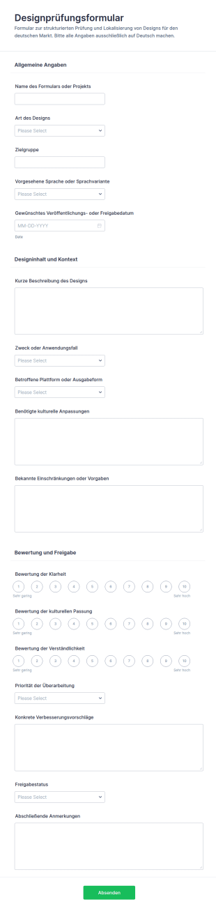 Design Überprüfungsformular
