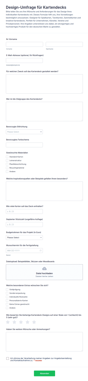 Design Umfrage Für Kartendecks