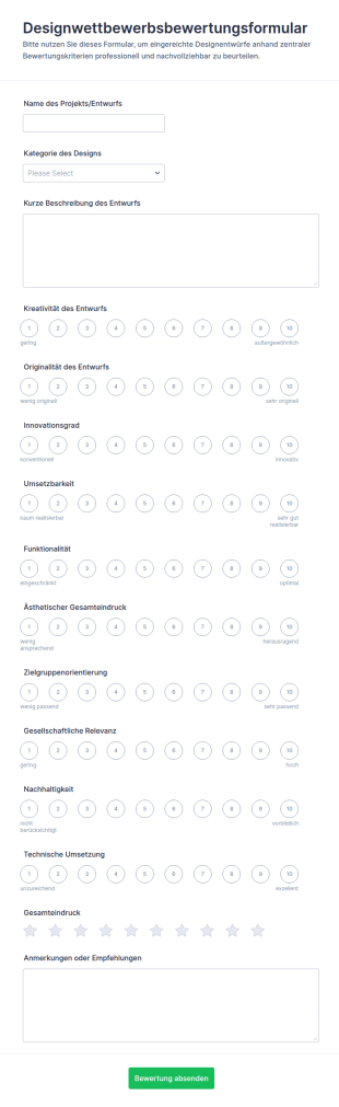 Designwettbewerb Bewertungssurvey