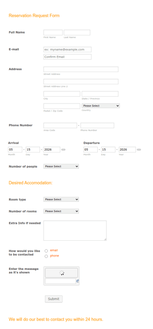 Desired Accommodation Request Form Template