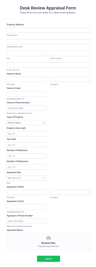 Desk Review Appraisal Form Template