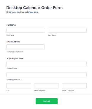 Desktop Calendar Order Form Template