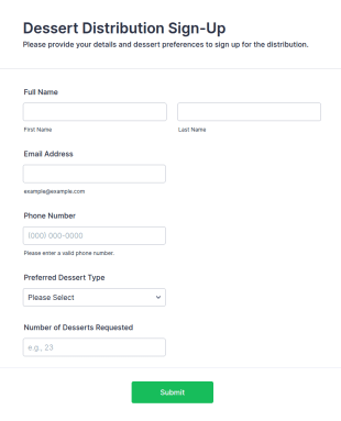 Dessert Distribution Sign Up Form Template