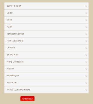 Detailed Food Menu Form Template