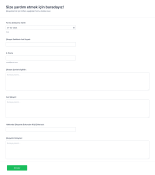Detaylı Online Şikayet Form Şablonu