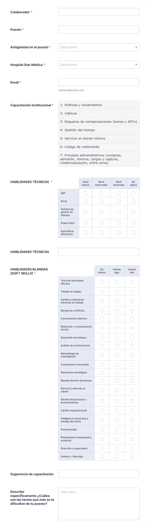 Detección De Necesidad De Capacitación Form Template
