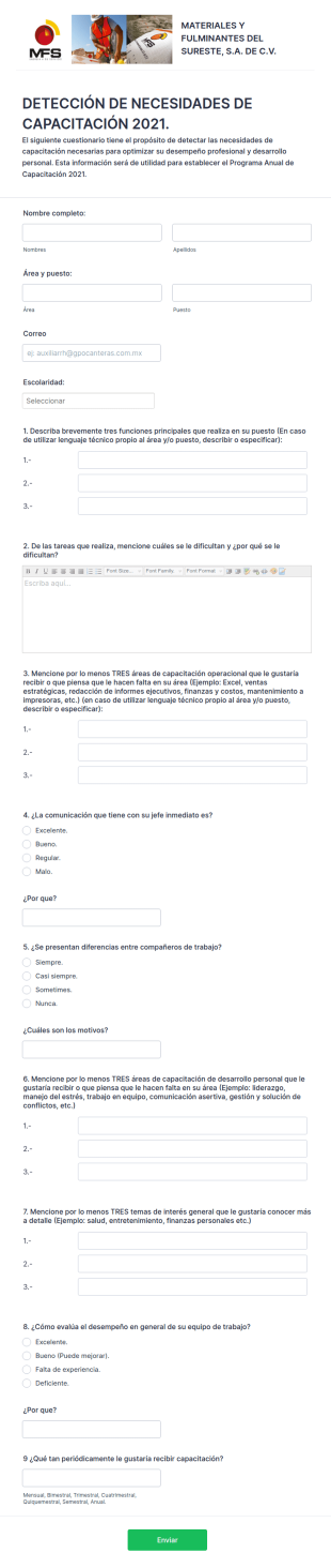 Detección De Necesidades De Capacitación 2021. Mafusa
