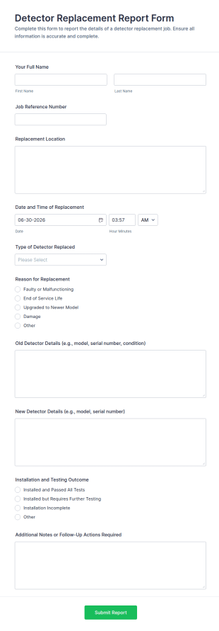 Detector Replacement Report Form Template
