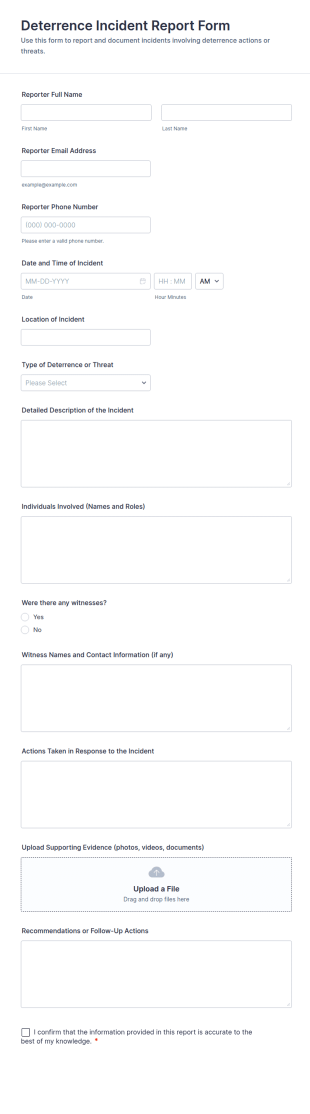 Deterrence Incident Report Form Template