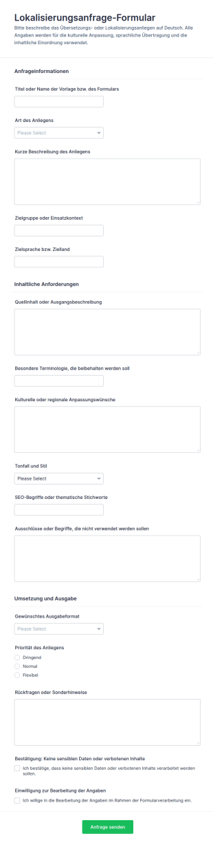 Deutsche Formularvorlage