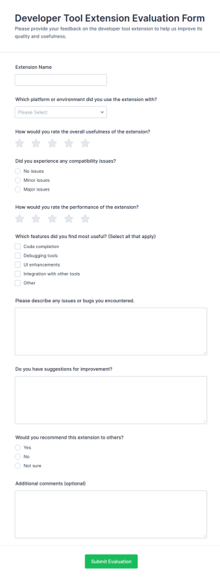 Developer Tool Extension Evaluation Form Template