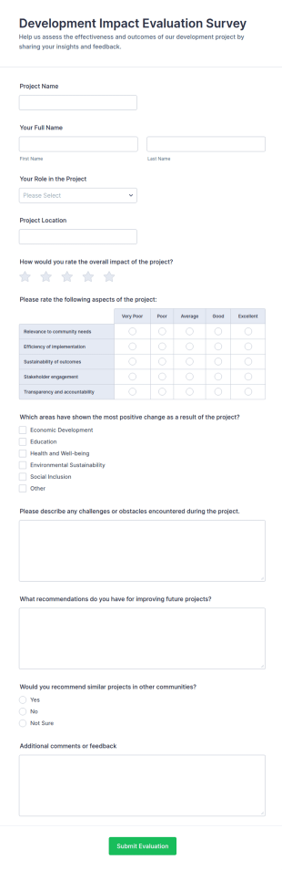 Development Impact Evaluation Survey Form Template