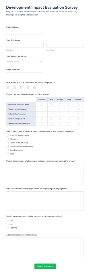 Development Impact Evaluation Survey Form Template