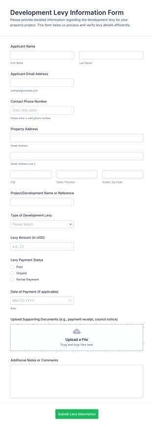 Development Levy Information Form Template