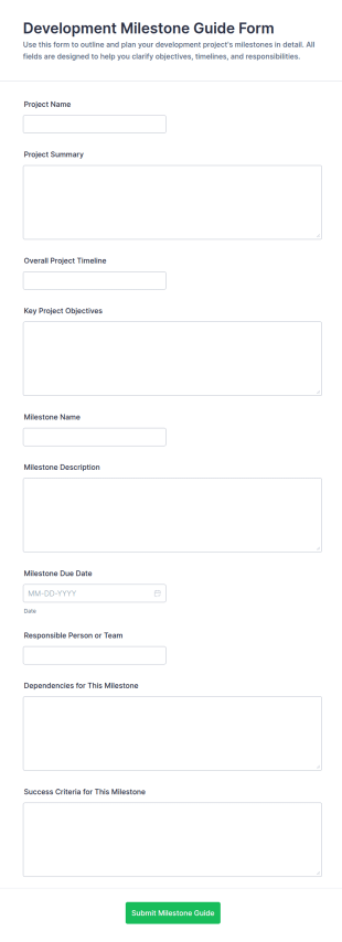 Development Milestone Guide Form Template
