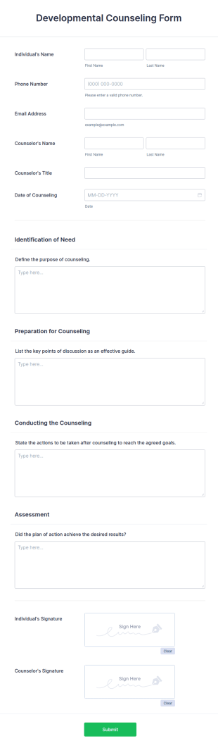 Developmental Counseling Form Template