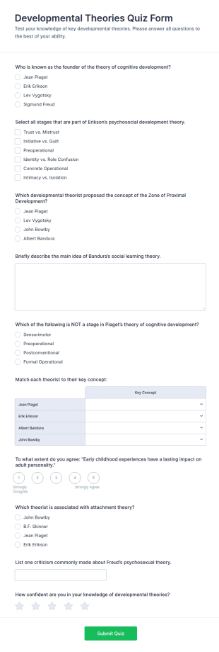 Developmental Theories Quiz Form Template