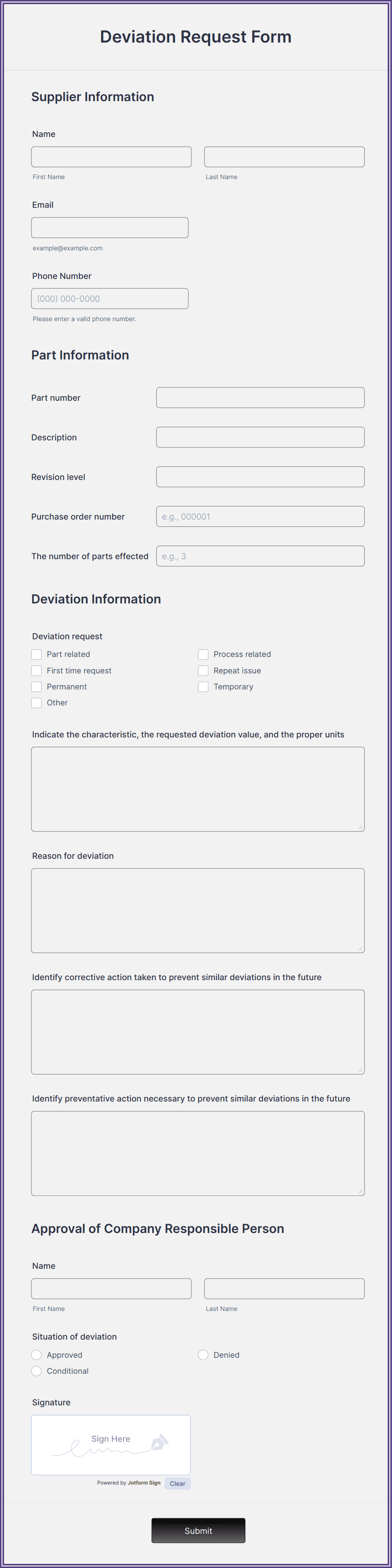 Deviation Request Form Template | Jotform