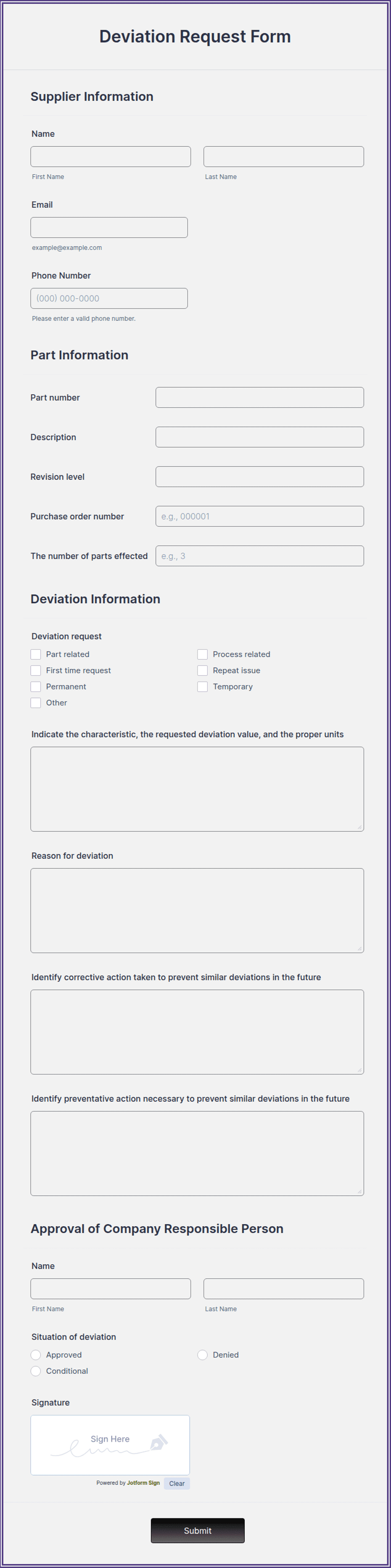 Deviation Request Form Template | Jotform