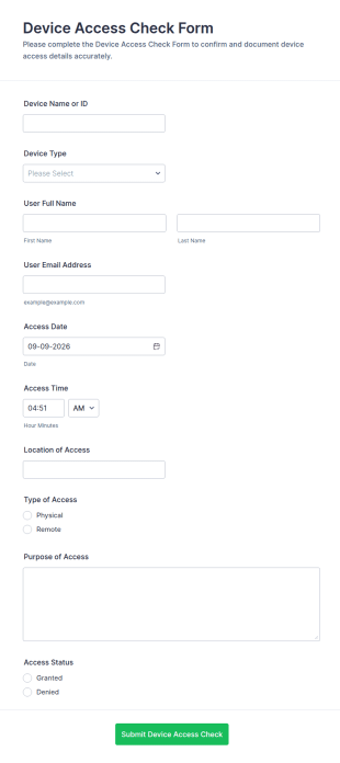 Device Access Check Form Template