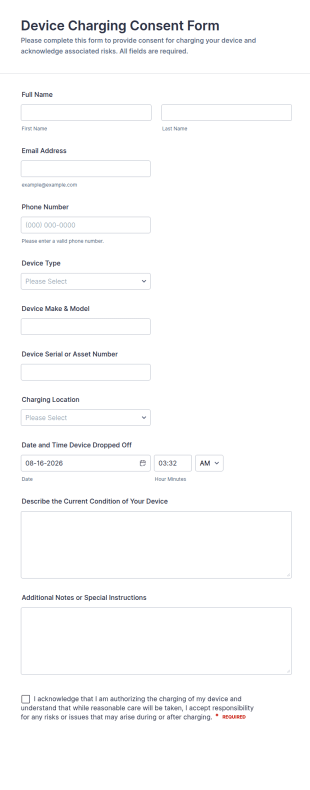 Device Charging Consent Form Template
