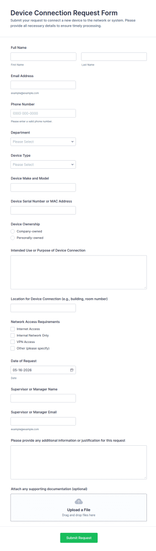Device Connection Request Form Template