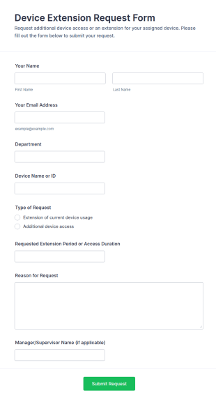 Device Extension Request Form Template