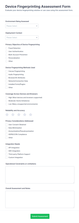 Device Fingerprinting Assessment Form Template