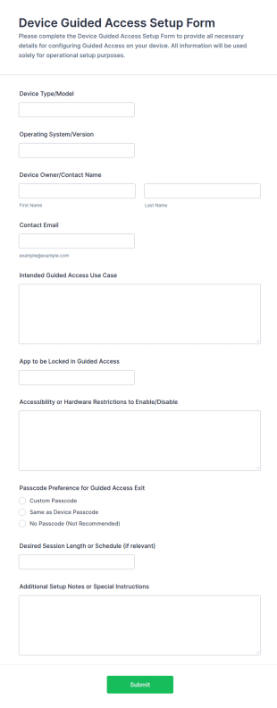 Device Guided Access Setup Form Template