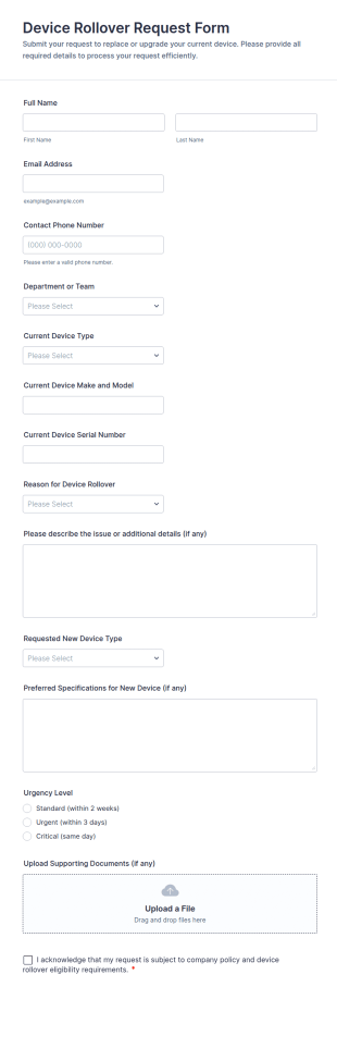 Device Rollover Request Form Template