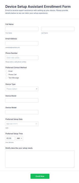 Device Setup Assistant Enrollment Form Template