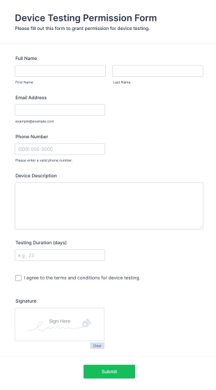 Device Testing Permission Form Template