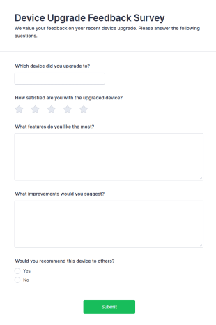 Device Upgrade Feedback Survey Form Template