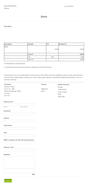 Devis Avec Stripe Form Template
