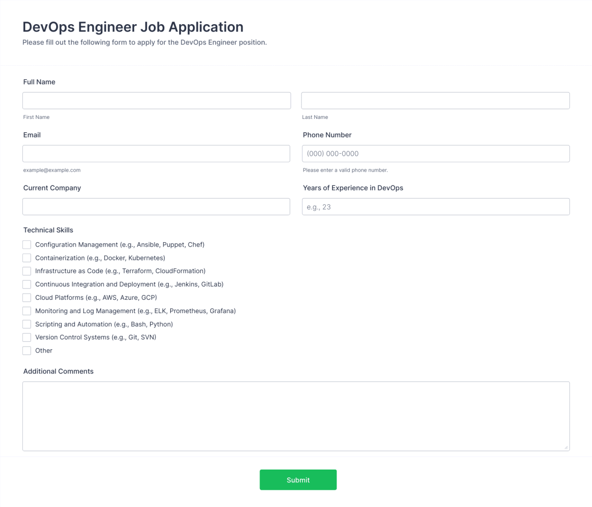 DevOps Engineer Job Application Form Template | Jotform