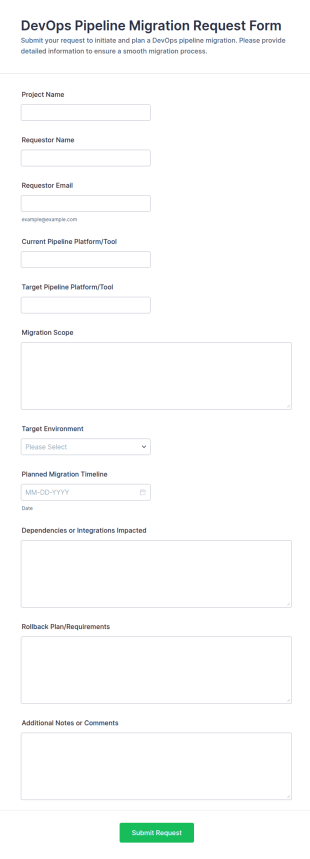 DevOps Pipeline Migration Request Form Template