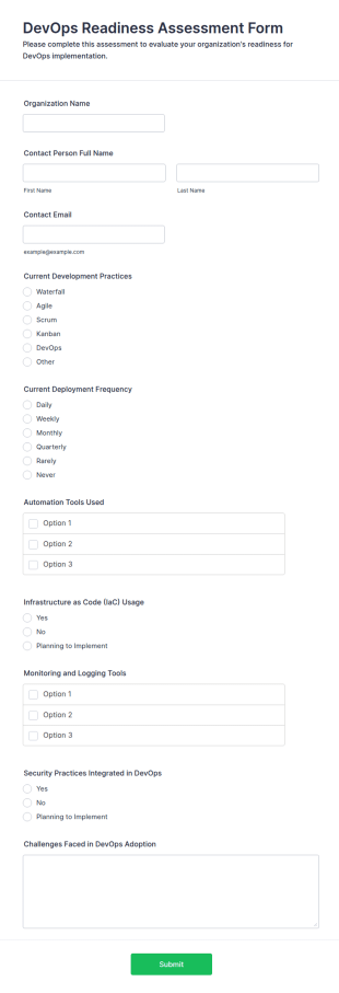 DevOps Readiness Assessment Form Template