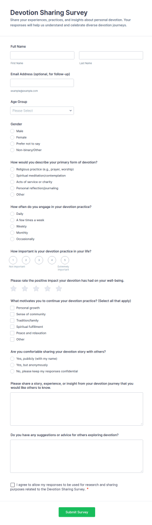 Devotion Sharing Survey Form Template