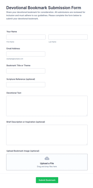 Devotional Bookmark Submission Form Template