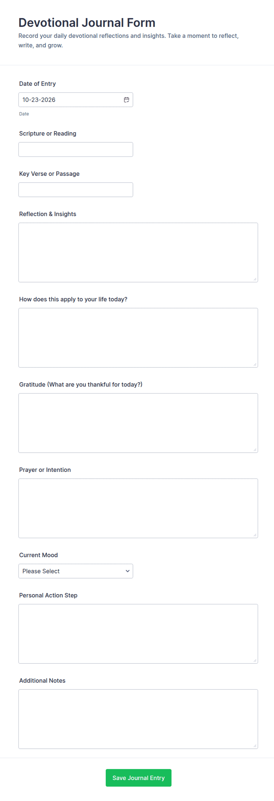 Devotional Journal Form Template | Jotform