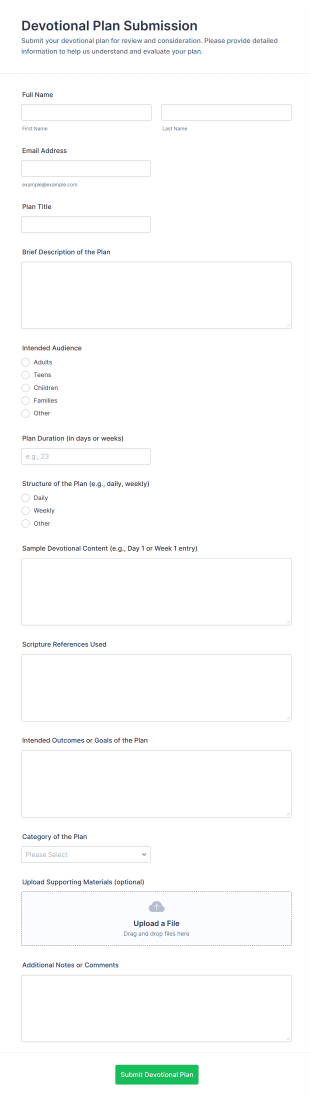 Devotional Plan Submission Form Template