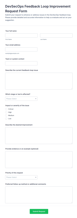 DevSecOps Feedback Loop Improvement Request Form Template